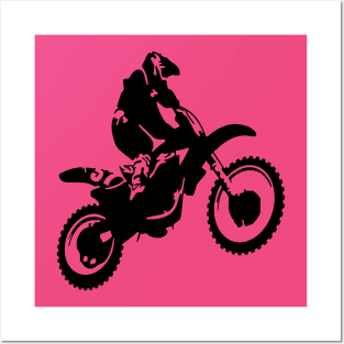 Moto X  Dirt Bike Monotone Vector Art - Black Posters and Art